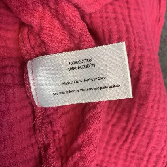 Three Dots Shirt Extra Large Cotton Gauze Pink‎ V-neck Short Sleeves XL - Picture 9 of 9